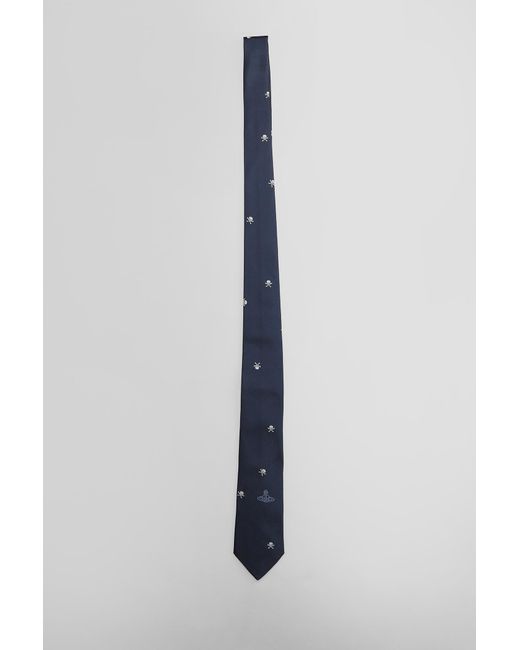 Cravatta Tie cm 7 in Seta Blu di Vivienne Westwood in Blue da Uomo