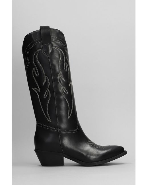 Stivali texani Dominga in Pelle Nera di GISÉL MOIRÉ in Black