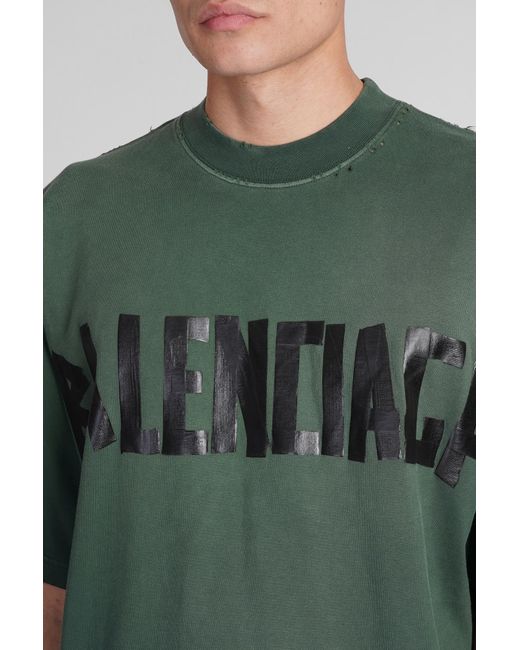 T-Shirt in Cotone Verde di Balenciaga in Green da Uomo