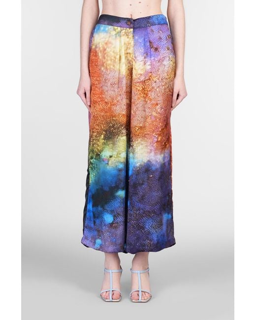 Yavi Blue Pants In Multicolor Polyamide Polyester