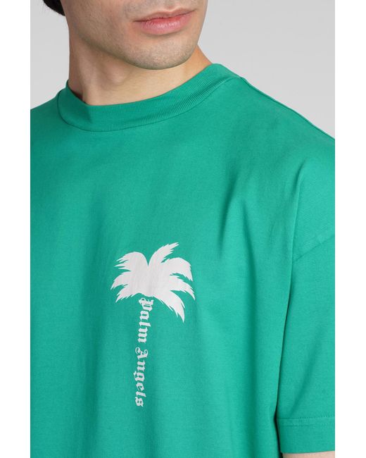 Palm Angels T-shirt In Green Cotton for men