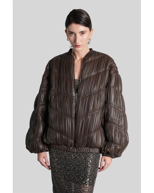 ROTATE BIRGER CHRISTENSEN Women's Bomber Jacket In Brown Polyester