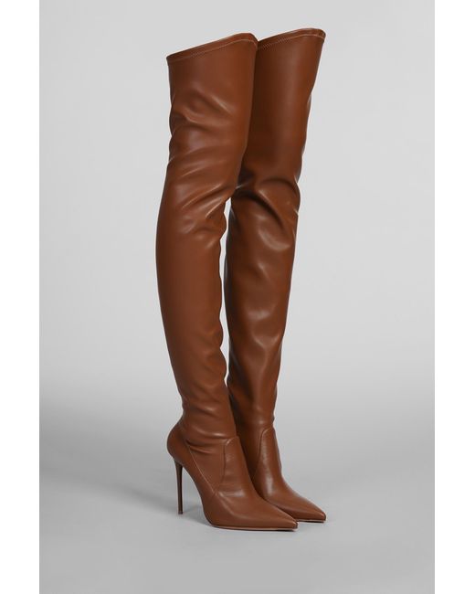 Sergio Levantesi Brown Laltra High Heels Boots In Leather Color Leather