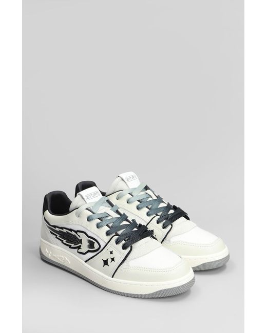 ENTERPRISE JAPAN Egg Rocket Sneakers In White Leather And Fabric for men