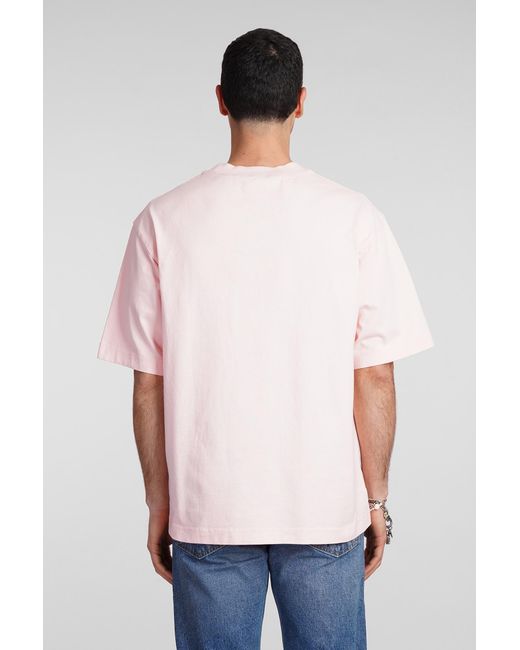 T-Shirt in Cotone Rosa di Acne in White da Uomo