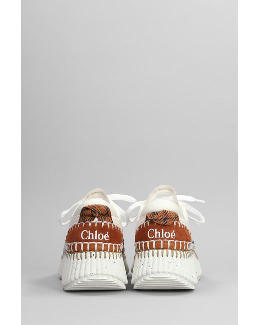 Chloé White Nama Sneakers In Grey Cotton