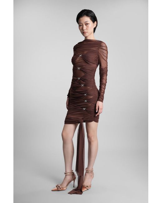 Mach & Mach Brown Mach & Mach Mini Dress