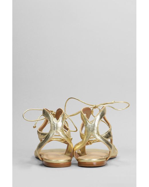 Carrano White Flats In Gold Leather