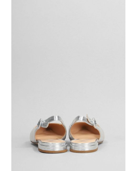 Julie Dee White Ballet Flats In Silver Leather