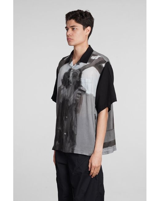 Undercover Gray Shirt In Black Rayon for men
