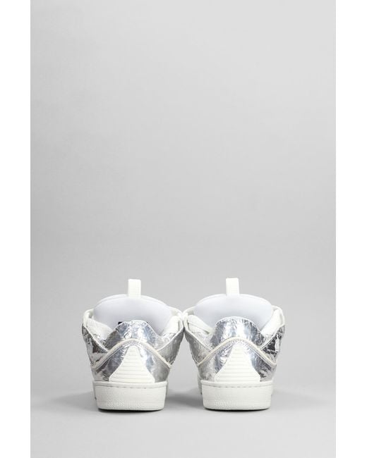 Sneakers Curb in Poliestere Argento di Lanvin in White