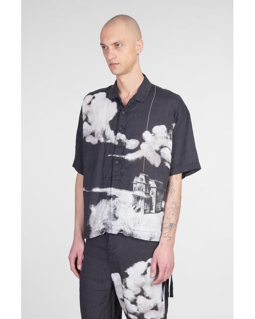 Camicia in lino Nero di Undercover in Blue da Uomo