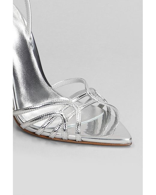 Le Silla Metallic Bella Sandals In Silver Leather