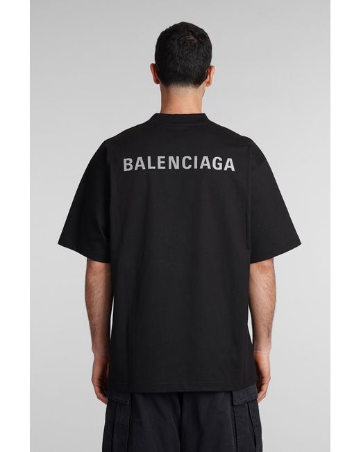 T-shirt in jersey di cotone con logo di Balenciaga in Black da Uomo