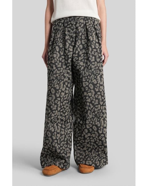 Alanui Black Pants In Grey Wool
