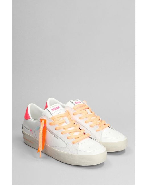 Crime London Pink Sneakers In White Leather