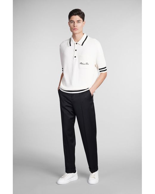 Balmain White Polo In Wool And Polyester for men
