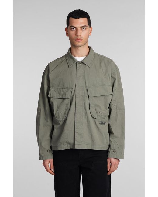 Stussy Gray Shirt In Green Cotton for men