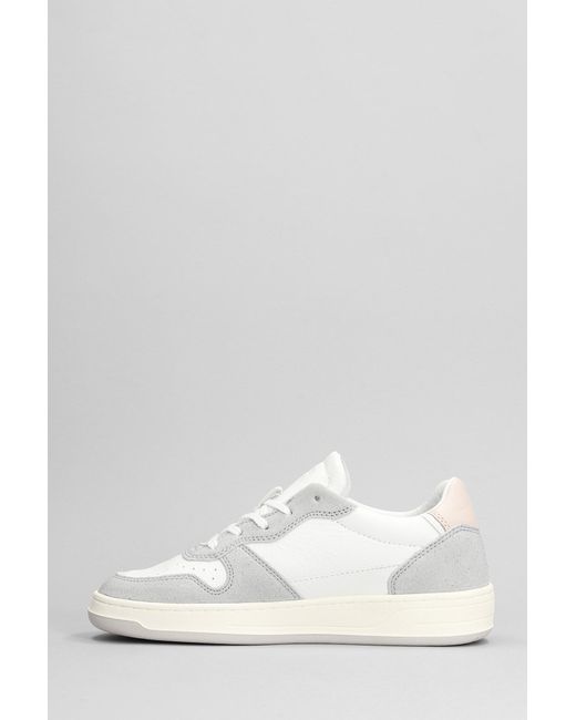 Date Court 2.0 Sneakers In White Suede And Leather