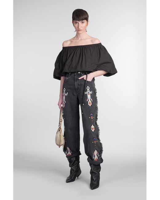 Topwear Bertille in Cotone Nero di Isabel Marant in Black