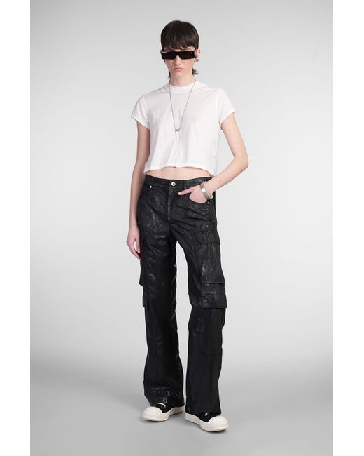 Rick Owens Cropped Small Level T-shirt In White Cotton
