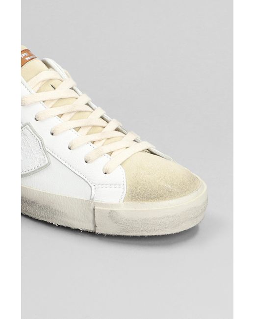 Sneakers Prsx Low in pelle e camoscio Bianco di Philippe Model in White da Uomo