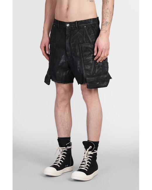 Shorts Stefan cargo short in Cotone Nero di Rick Owens in Black da Uomo