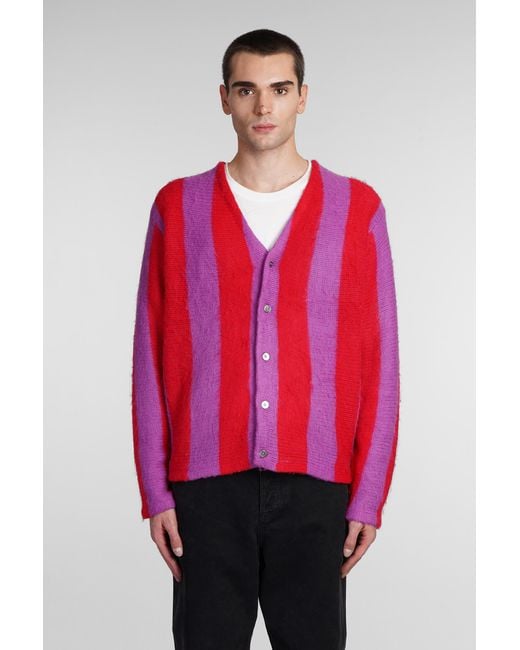 Stussy Red Cardigan In Viola Acrylic for men