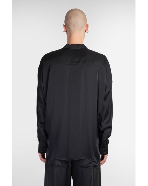 Rick Owens Snap Collar Faun Shirt In Black Acetate in Gray Rick Owens Snap Collar Faun Shirt In Black Acetate in Gray