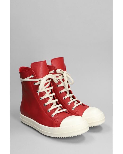 Rick Owens Sneakers Sneakers In Red Leather for men
