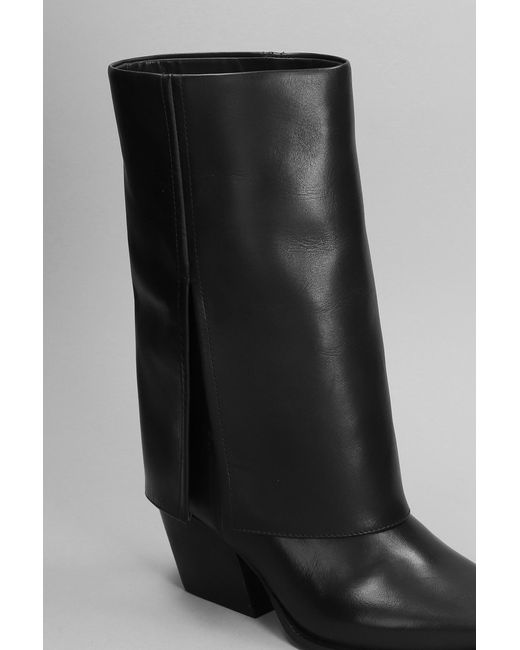 GISÉL MOIRÉ Santa Fe Texan Ankle Boots In Black Leather
