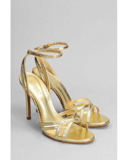 SCHUTZ SHOES Metallic Sandals In Gold Leather
