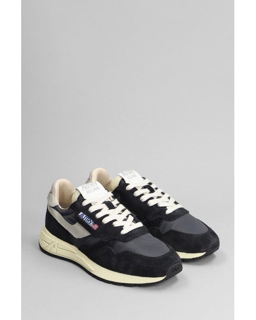 Autry Reelwind Low Sneakers In Black Suede And Fabric