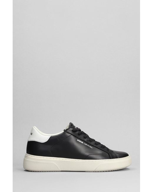 Crime London Gray Sneakers In Black Leather for men