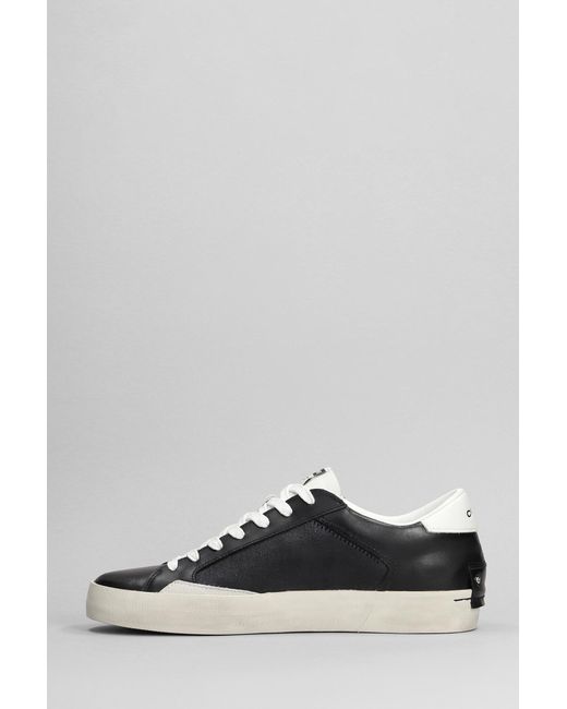 Crime London Gray Sneakers In Black Leather for men