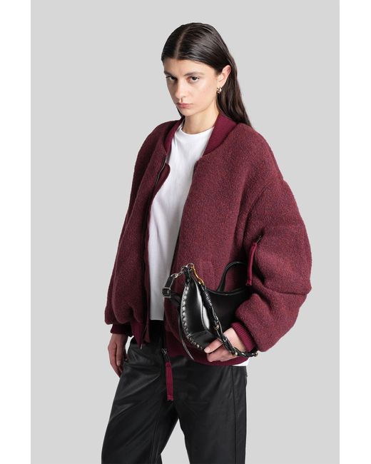 Giacca Bomber in Lana Bordeaux di Laneus in Red