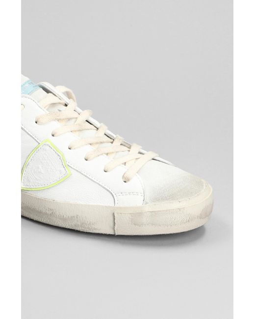 Sneakers Prsx Low in pelle e camoscio Bianco di Philippe Model in White da Uomo
