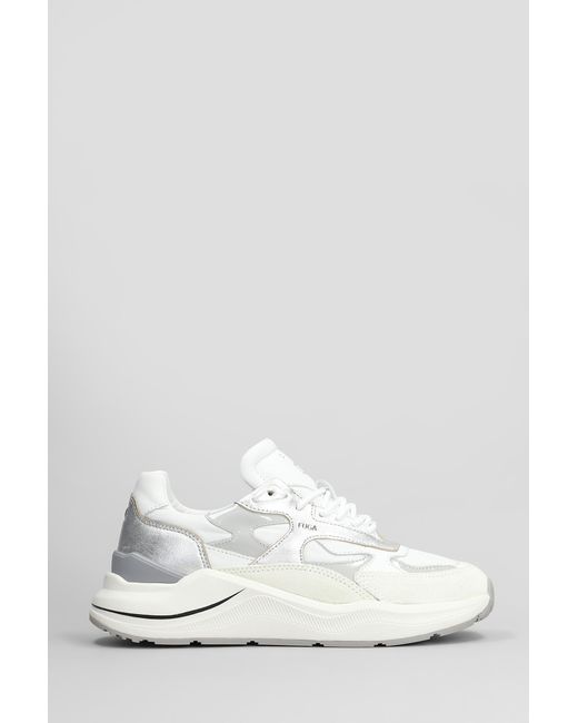 Sneakers Fuga in pelle e camoscio Bianco di Date in White