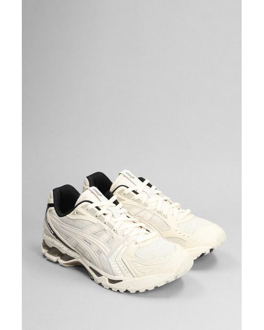 Asics White Gel-kayano 14 Sneakers In Beige Leather And Fabric for men