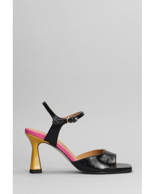 Pedro Miralles Gray Sandals In Black Leather
