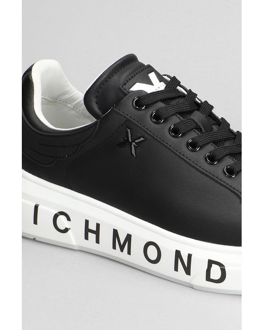 John Richmond Gray Sneakers In Black Leather for men