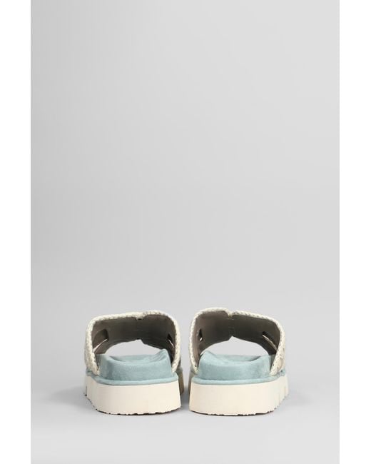 Mou Multicolor Bio Sandal Flats In Cyan Suede
