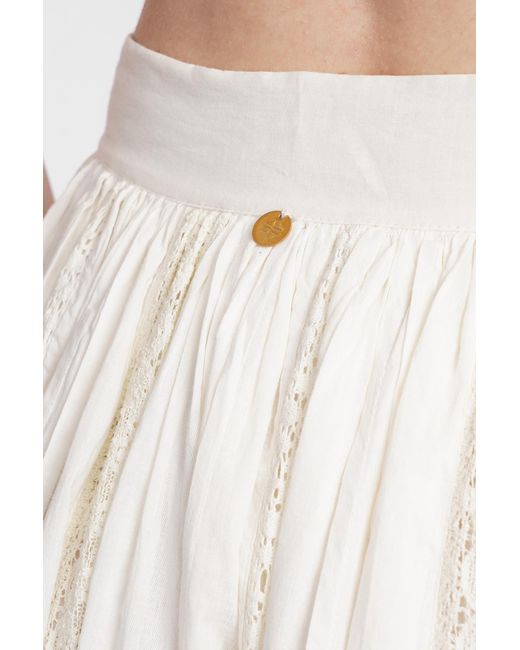 Antik Batik White Aloha Skirt In Beige Cotton