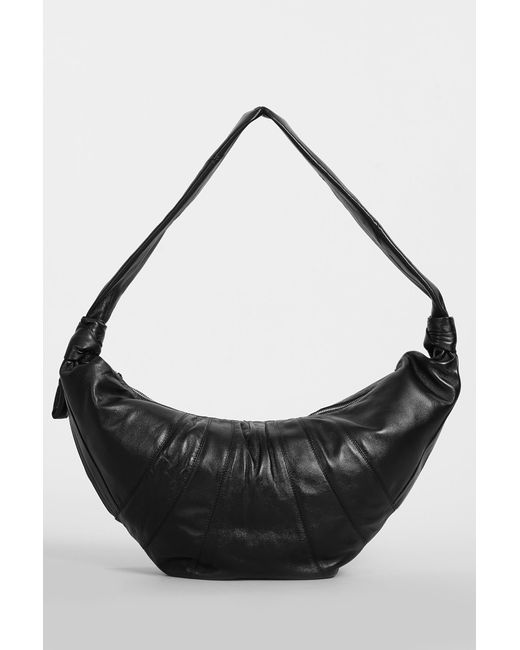 Lemaire Large Croissant Shoulder Bag In Black Leather
