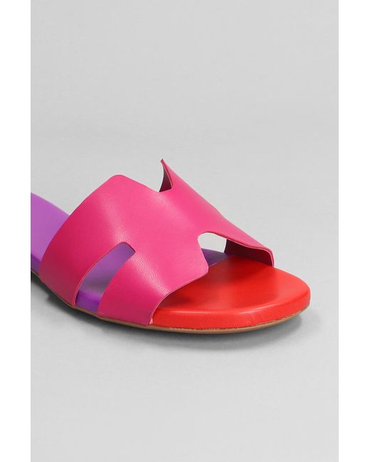 Carrano Pink Flats In Fuxia Leather