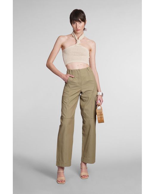 Cult Gaia Natural Adrie Pants In Green Cotton
