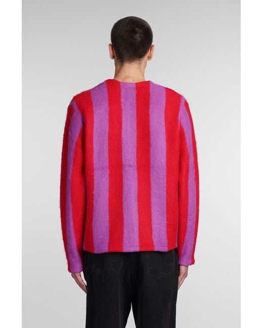 Stussy Red Cardigan In Viola Acrylic for men
