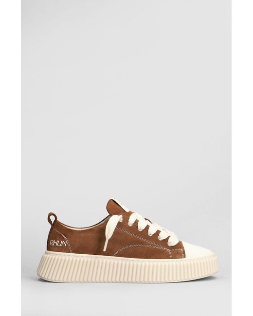 Rhun Brown Sneakers In Leather Color Suede for men