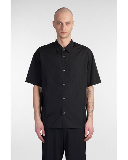 Camicia in Cotone Nero di Attachment in Black da Uomo