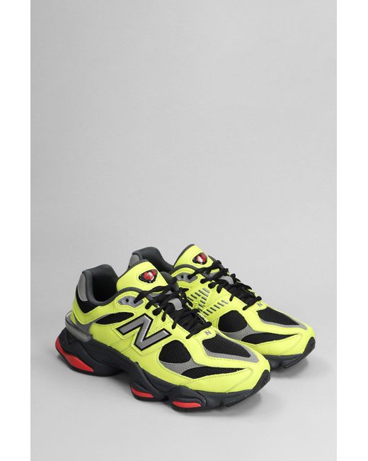New Balance Green 9060 Sneakers In Yellow Leather And Fabric for men
